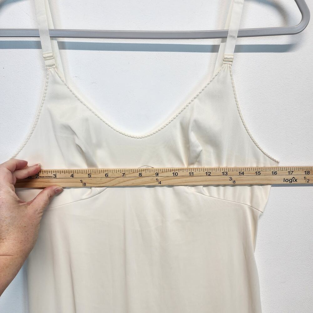 Vintage Sears Maxi Slip Dress Gown Size 36 Ivory Nylon Adjustable Lace Trim - Picture 10 of 14